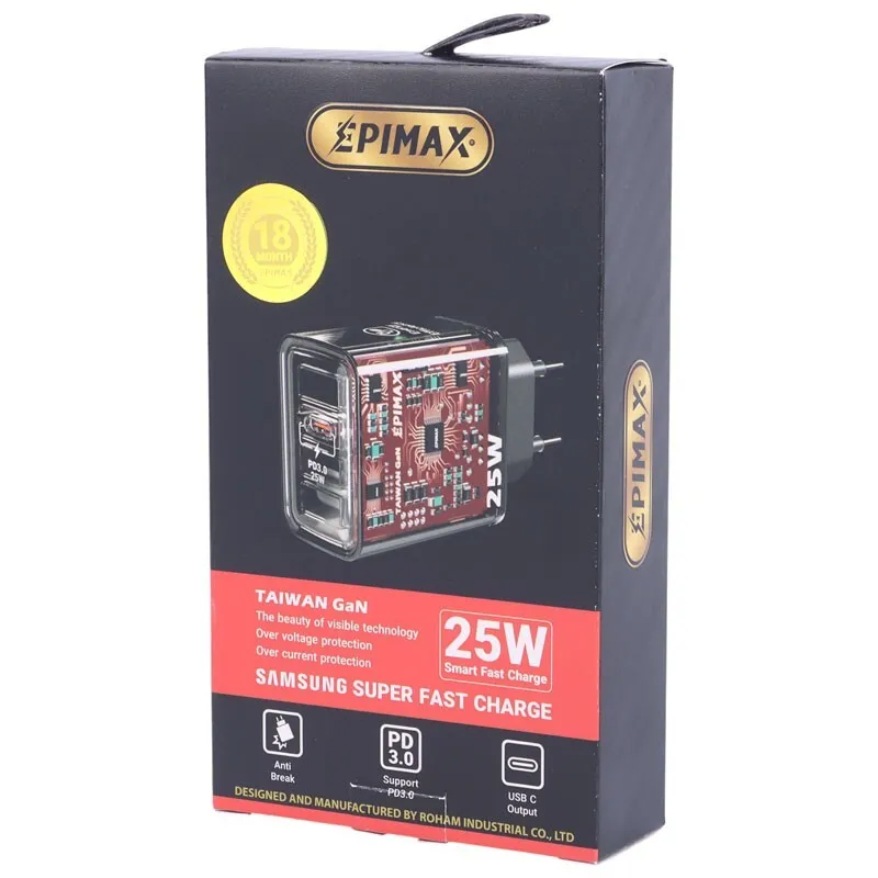 شارژر دیواری 25 وات اپی مکس 3.0 EU-151 GAN PD